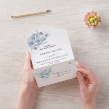 flores y hojas de acuarela azules polvorientas rús