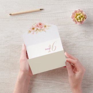 Invitación Todo En Uno Flower Dreamy Soft Sweet 16 Birthday Invitation