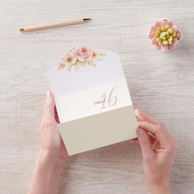 Invitación Todo En Uno Flower Dreamy Soft Sweet 16 Birthday Invitation (Video)