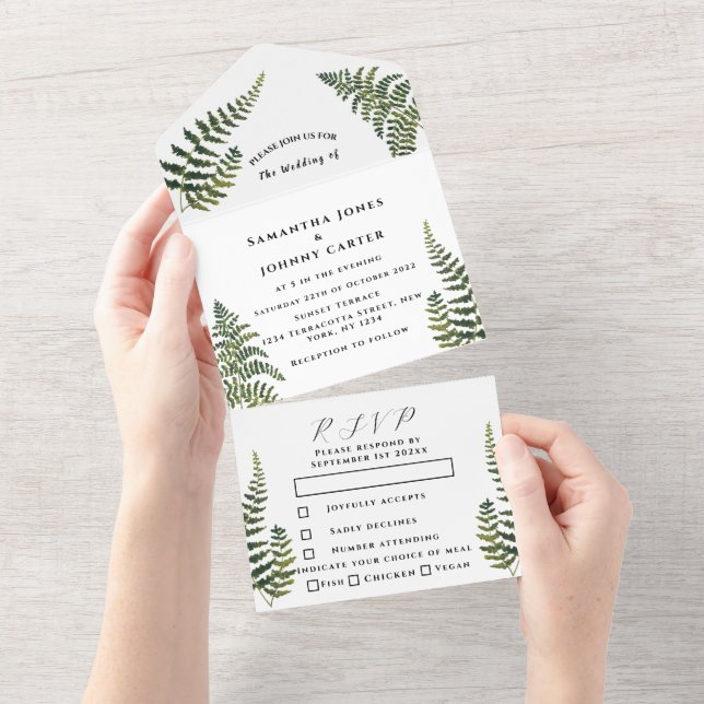 Invitación Todo En Uno Foliage Boda botánico Al (desgarro)