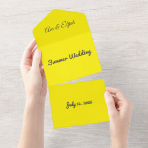 Invitación Todo En Uno Fondo Amarillo Brillante – Arte Minimalista de Bod