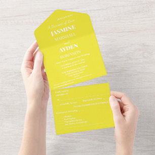 Invitación Todo En Uno Fondo amarillo sólido vibrante