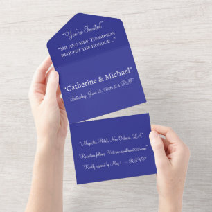Invitación Todo En Uno Fondo de Color Sólido Azul Real Profundo