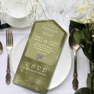 Invitación Todo En Uno Fondo de la línea verde Shimmer de la salchicha de