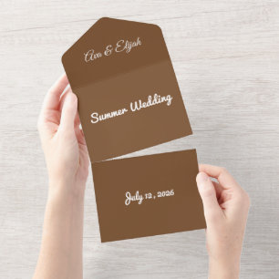Invitación Todo En Uno Fondo marrón terroso – Color sólido minimalista