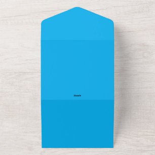 Invitación Todo En Uno Fondo Sólido de Azul Cian