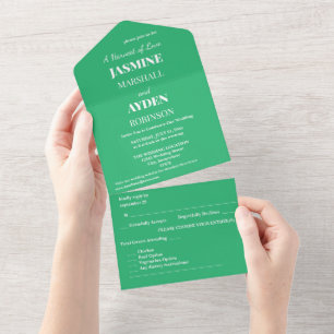 Invitación Todo En Uno Fondo Verde Menta Plano – Diseño de Boda