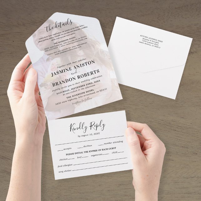 Invitación Todo En Uno Foto: blanco y negro todo en una sola boda (Subido por el creador)
