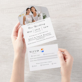 Invitación Todo En Uno Foto Boda-Dos llamas-LBGTQ-