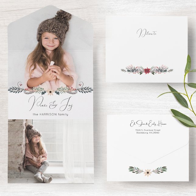 Invitación Todo En Uno Foto botánica de Navidades de Modern Peace & Joy (Subido por el creador)