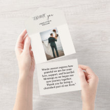 Foto de agradecimiento de boda minimalista de lujo