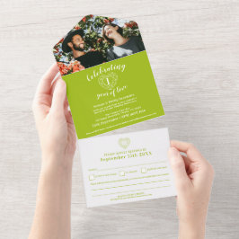 Invitación Todo En Uno Foto de aniversario de bodas de peridoto del 1er a