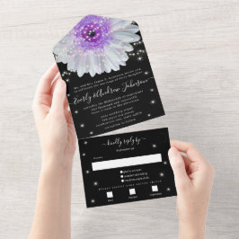 Invitación Todo En Uno Foto de Back Purple Gerber Star String Light