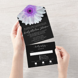 Invitación Todo En Uno Foto de Back Purple Pink Gerber Simple Moderno