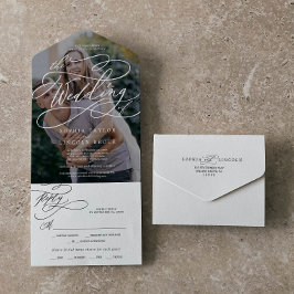 Invitación Todo En Uno Foto De Caligrafía Romántica Superpone Al Boda De