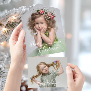 Invitación Todo En Uno Foto de guión personalizado de Navidad alegre