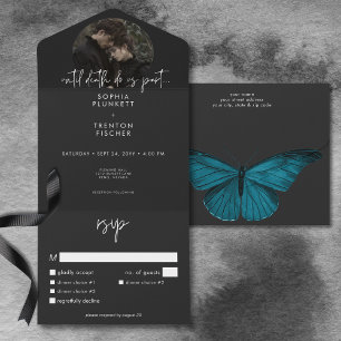 Invitación Todo En Uno Foto de Polilla Minimalista Oscura y Malhumorada p