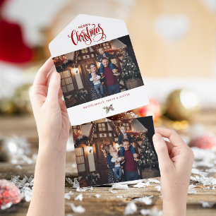 Invitación Todo En Uno Foto de tipografía caligráfica de Feliz Navidad en