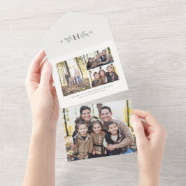 Invitación Todo En Uno Foto de vacaciones desmontables de monograma rústi