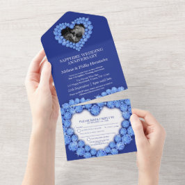 Invitación Todo En Uno foto del 45 aniversario de bodas de zafiro azul