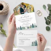 Foto del Boda Watercolor Pine Tree Forest