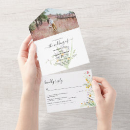 Invitación Todo En Uno Foto del Boda Wildflowers
