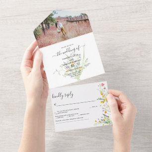 Invitación Todo En Uno Foto del Boda Wildflowers
