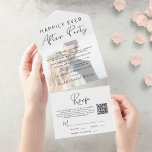 Invitación Todo En Uno Foto moderna de la recepción de matrimonio con cód<br><div class="desc">Elegante invitación fotográfica para su elección o boda privado combinada con una invitación a la recepción para anunciar su matrimonio con amigos y familiares y para invitarlos a una recepción o fiesta posterior a la boda. Tu invitación personalizada y tu invitación superponen tu foto del día de la boda, y...</div>
