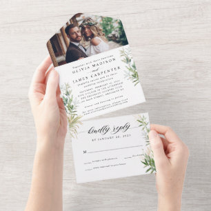 Invitación Todo En Uno Foto moderna RSVP Greenery Boda botánico