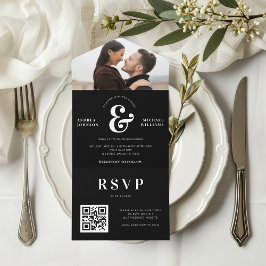 Invitación Todo En Uno Foto moderna y Boda de Ampersand QR Código RSVP