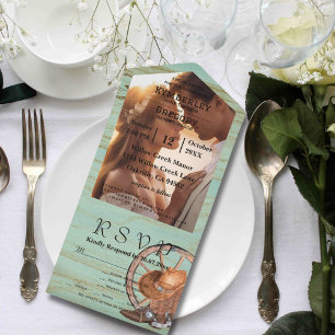 Invitación Todo En Uno Foto occidental de madera turquesa rusa meteorológ