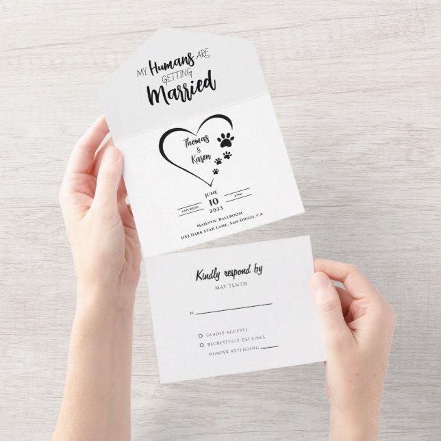 Invitación Todo En Uno Fotografía de perro casada con mis seres humanos (desgarro)