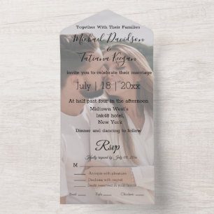 Invitación Todo En Uno fotografía moderna de boda caligráfico