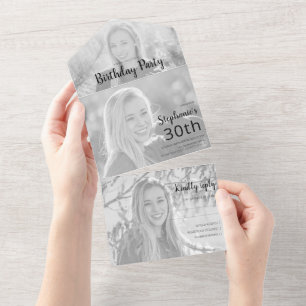 Invitación Todo En Uno Fotos con Estilo Todo en Uno Cumpleaños