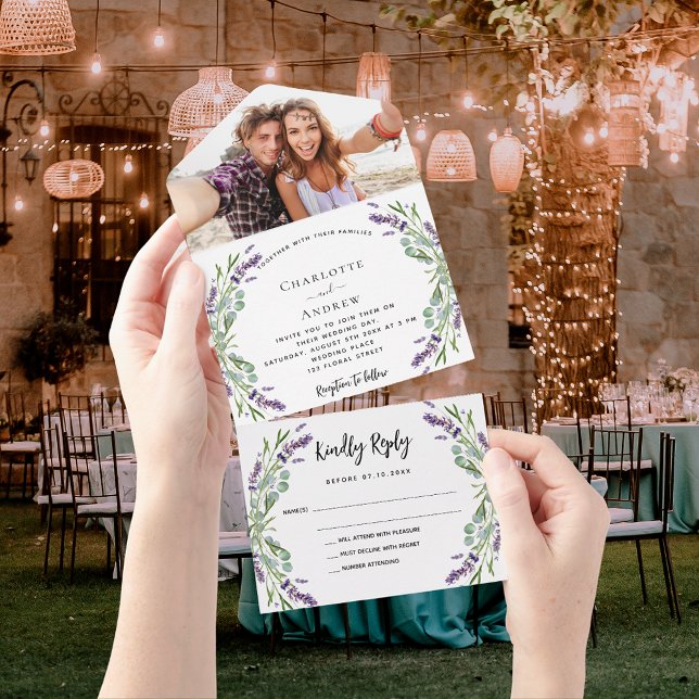Invitación Todo En Uno Fotos de flores de violeta lavanda para boda (Subido por el creador)