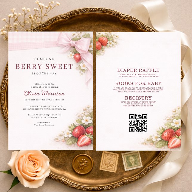 Invitación Todo en Uno Fresa Tazón Fiesta de Bebé Berry (Subido por el creador)