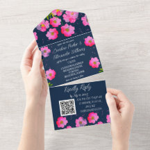 Fuchsia Navy Blue Modern Bold Elegante Floral