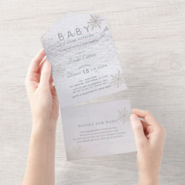 Invitación Todo En Uno Fuera hace frío, copos de nieve, Baby Shower Todo 