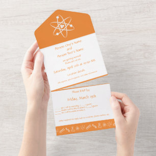Invitación Todo En Uno Fuerzas Atractivas en Naranja