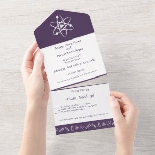 Invitación Todo En Uno Fuerzas Atractivas en Púrpura