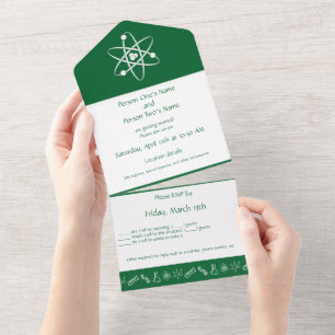 Invitación Todo En Uno Fuerzas Atractivas en Verde