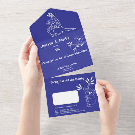 Invitación Todo En Uno Fun Blue Australian Animals Twins 6cumpleaños