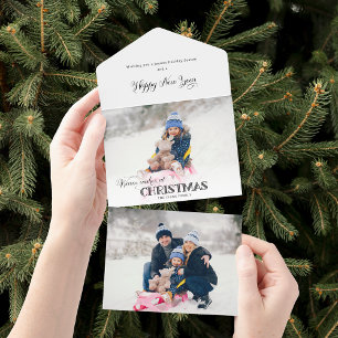 Invitación Todo En Uno Fun Personalizado Navidades Tipografía Foto