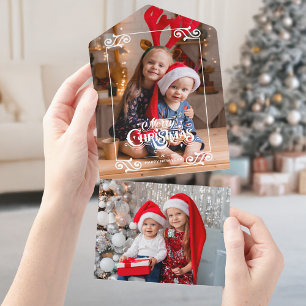 Invitación Todo En Uno Fun Swirly Navidades bordean con alegría foto de N