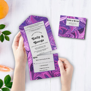 Invitación Todo En Uno Galaxia azul moderna Resumen Boda elegante de arte