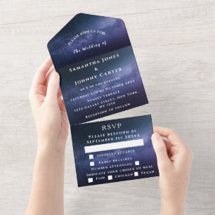Invitación Todo En Uno Galaxy Starry Night Sky Universe Boda Nebula