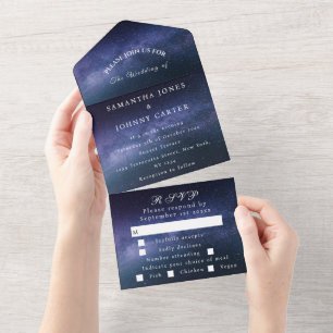 Invitación Todo En Uno Galaxy Starry Night Sky Universe Boda Nebula