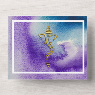 Invitación Todo En Uno Ganesha hindú indio acuarela vibrante