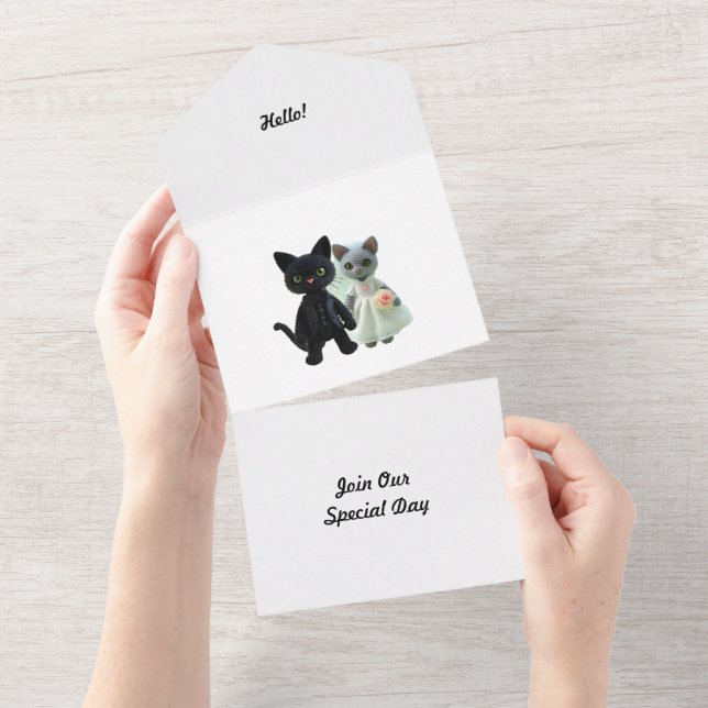 Invitación Todo En Uno Gatos de matrimonio (desgarro)