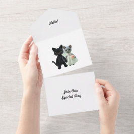 Invitación Todo En Uno Gatos de matrimonio